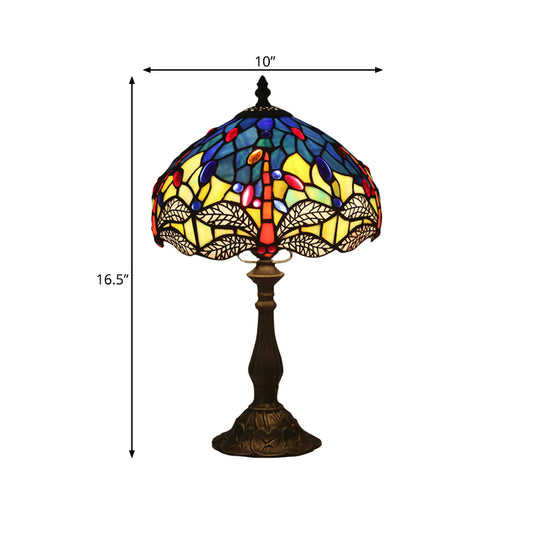 Baroque Dragonfly Task Lamp 1 Head Hand Cut Glass Night Table Light in Bronze for Bedroom Clearhalo 'Lamps' 'Table Lamps' Lighting' 890001