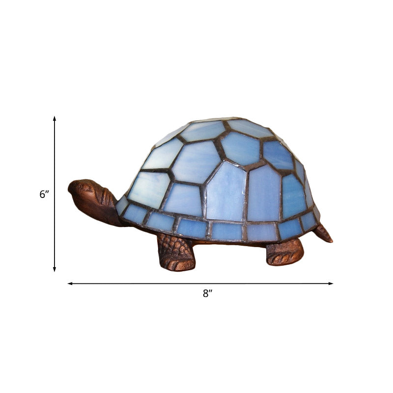 Turtle Blue Glass Nightstand Light Mediterranean 1 Bulb Copper Table Lamp for Bedroom Clearhalo 'Lamps' 'Table Lamps' Lighting' 890109