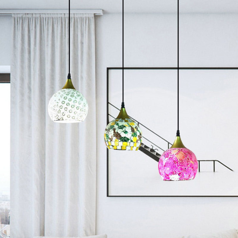Black 3 Lights Hanging Lamp Tiffany Stained Art Glass Cluster Dome Pendant with Round/Linear Canopy Clearhalo 'Ceiling Lights' 'Industrial' 'Middle Century Pendants' 'Pendant Lights' 'Pendants' 'Tiffany close to ceiling' 'Tiffany Pendants' 'Tiffany' Lighting' 890162