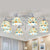 Mosaic-Tile Bell Shell Flush Chandelier Mediterranean 8-Light White Semi Flush Mount Ceiling Light White Clearhalo 'Ceiling Lights' 'Close To Ceiling Lights' 'Close to ceiling' 'Semi-flushmount' 'Tiffany close to ceiling' 'Tiffany' Lighting' 890234