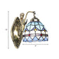 Dome Wall Mounted Lamp 1-Bulb Stained Glass Mediterranean Tulip Patterned Wall Lighting in White/Blue with Mermaid Arm Clearhalo 'Art deco wall lights' 'Cast Iron' 'Glass' 'Industrial' 'Middle century wall lights' 'Modern' 'Tiffany wall lights' 'Tiffany' 'Traditional wall lights' 'Wall Lamps & Sconces' 'Wall Lights' Lighting' 890324