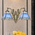 Blue 2-Light Wall Mount Light Mission Style Hand Cut Glass Swallowtail Wall Lighting with Mermaid Arm for Bedroom Blue Clearhalo 'Art deco wall lights' 'Cast Iron' 'Glass' 'Industrial' 'Middle century wall lights' 'Modern' 'Tiffany wall lights' 'Tiffany' 'Traditional wall lights' 'Wall Lamps & Sconces' 'Wall Lights' Lighting' 890347