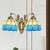 2-Head Domed Wall Mount Lighting Tiffany Dark Blue and White/Orange and White Stained Glass Mermaid Wall Sconce with Grid Pattern Sky Blue-White Clearhalo 'Art deco wall lights' 'Cast Iron' 'Glass' 'Industrial' 'Middle century wall lights' 'Modern' 'Tiffany wall lights' 'Tiffany' 'Traditional wall lights' 'Wall Lamps & Sconces' 'Wall Lights' Lighting' 890351