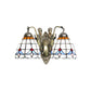 Mermaid Metal Wall Light Baroque 2-Head White/Blue Sconce with Domed Stained Art Glass Shade Clearhalo 'Art deco wall lights' 'Cast Iron' 'Glass' 'Industrial' 'Middle century wall lights' 'Modern' 'Tiffany wall lights' 'Tiffany' 'Traditional wall lights' 'Wall Lamps & Sconces' 'Wall Lights' Lighting' 890388