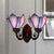 Petal Wall Sconce 2 Lights White/Pink Glass Mediterranean Wall Lighting Fixture with Swirl Arm for Living Room Pink-Blue Clearhalo 'Art deco wall lights' 'Cast Iron' 'Glass' 'Industrial' 'Middle century wall lights' 'Modern' 'Tiffany wall lights' 'Tiffany' 'Traditional wall lights' 'Wall Lamps & Sconces' 'Wall Lights' Lighting' 890398