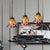 3-Light Dining Room Multi Pendant Light Mediterranean Pink/Blue/Green Hanging Lamp with Flared/Dome Stained Glass Shade Pink Clearhalo 'Ceiling Lights' 'Glass shade' 'Glass' 'Industrial' 'Middle Century Pendants' 'Pendant Lights' 'Pendants' 'Tiffany close to ceiling' 'Tiffany Pendants' 'Tiffany' Lighting' 890487