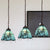 3-Light Dining Room Multi Pendant Light Mediterranean Pink/Blue/Green Hanging Lamp with Flared/Dome Stained Glass Shade Sky Blue Clearhalo 'Ceiling Lights' 'Glass shade' 'Glass' 'Industrial' 'Middle Century Pendants' 'Pendant Lights' 'Pendants' 'Tiffany close to ceiling' 'Tiffany Pendants' 'Tiffany' Lighting' 890496