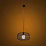 Metal Black Finish Pendant Lamp Mesh Cage 1 Head Industrial Loft Suspension Light with Drum Shade Clearhalo 'Art Deco Pendants' 'Black' 'Cast Iron' 'Ceiling Lights' 'Ceramic' 'Crystal' 'Industrial Pendants' 'Industrial' 'Metal' 'Middle Century Pendants' 'Pendant Lights' 'Pendants' 'Rustic Pendants' 'Tiffany' Lighting' 89143