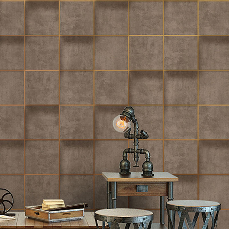 Contemporary Flock Wallpaper Simple 3D Rectangle Non-Pasted Wall Covering, 33' x 20.5" Yellow-Brown Clearhalo 'Modern wall decor' 'Modern' 'Wallpaper' Wall Decor' 892847