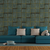 Contemporary Flock Wallpaper Simple 3D Rectangle Non-Pasted Wall Covering, 33' x 20.5" Dark Green Clearhalo 'Modern wall decor' 'Modern' 'Wallpaper' Wall Decor' 892851