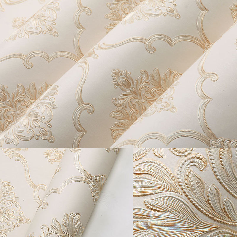 European Floral Design Wallpaper 33' x 20.5" Classic Damasque Wall Covering, Non-Pasted Clearhalo 'Vintage wall decor' 'Vintage' 'Wallpaper' Wall Decor' 892900