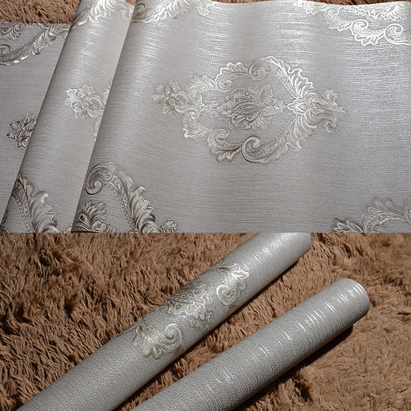 Vinyl Victorian Damask Wallpaper 33' x 20.5" Classic Non-Pasted Floral Wall Decor Clearhalo 'Vintage wall decor' 'Vintage' 'Wallpaper' Wall Decor' 892929