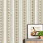 Vinyl Water-Resistant Wallpaper with Natural Color Stripe and Floral Design, 54.2 sq ft. Light Coffee Clearhalo 'Vintage wall decor' 'Vintage' 'Wallpaper' Wall Decor' 892936