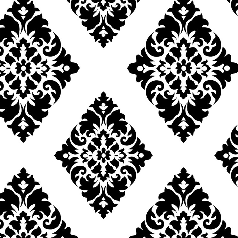 Black Damask Self-Adhesive Wallpaper Waterproof 17.5 in x 19.5 ft Clearhalo 'Vintage wall decor' 'Vintage' 'Wallpaper' Wall Decor' 892981