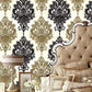 Black Damask Self-Adhesive Wallpaper Waterproof 17.5 in x 19.5 ft Black-Brown Clearhalo 'Vintage wall decor' 'Vintage' 'Wallpaper' Wall Decor' 892994