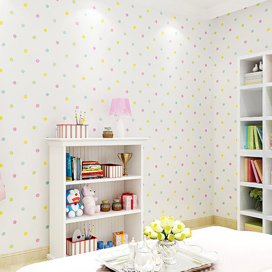 Beige Polka Dots Wallpaper for Kids' Bedroom 33' by 20.5" Non-Woven Moisture-Resistant Clearhalo 'Modern wall decor' 'Modern' 'Wallpaper' Wall Decor' 893018
