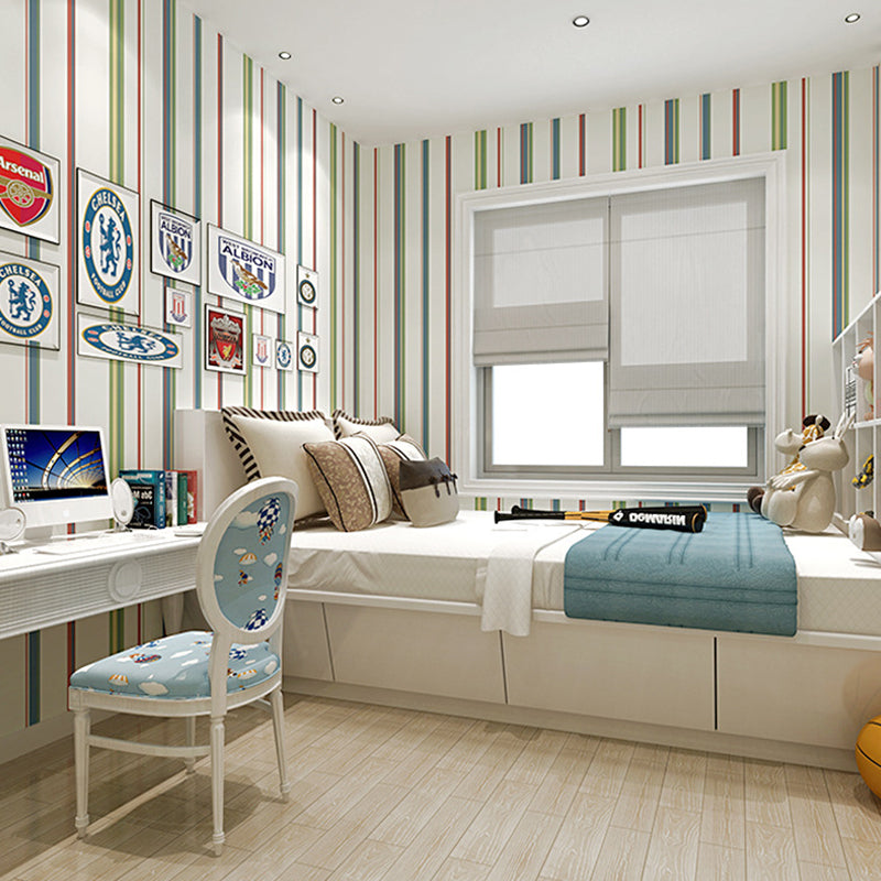 Mediterranean Vertical Stripe Non-Pasted Wallpaper for Kids, 33-foot x 20.5-inch, Multi-Colored Clearhalo 'Wall Decor' 'Wallpaper' 893057