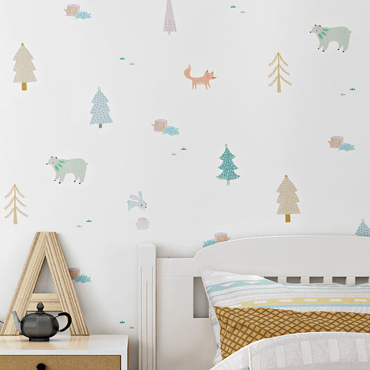 Cute Multi-Colored Animal Wallpaper for Kids, 33'L x 20.5"W, Non-Pasted Clearhalo 'Wall Decor' 'Wallpaper' 893091