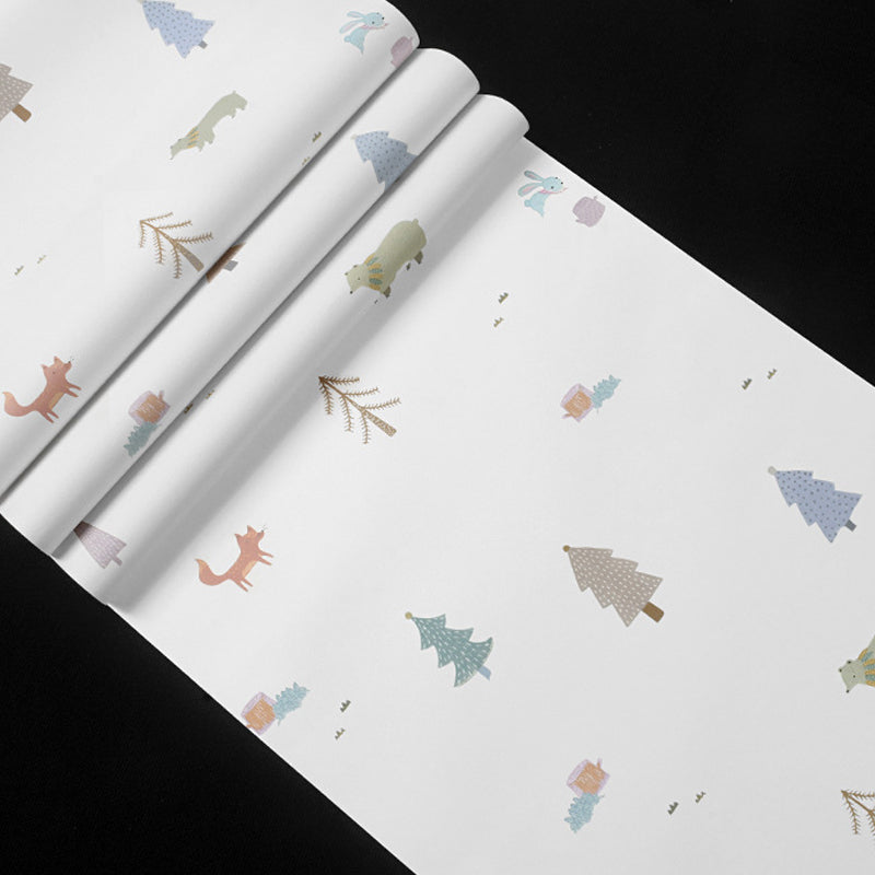 Cute Multi-Colored Animal Wallpaper for Kids, 33'L x 20.5"W, Non-Pasted Clearhalo 'Wall Decor' 'Wallpaper' 893092