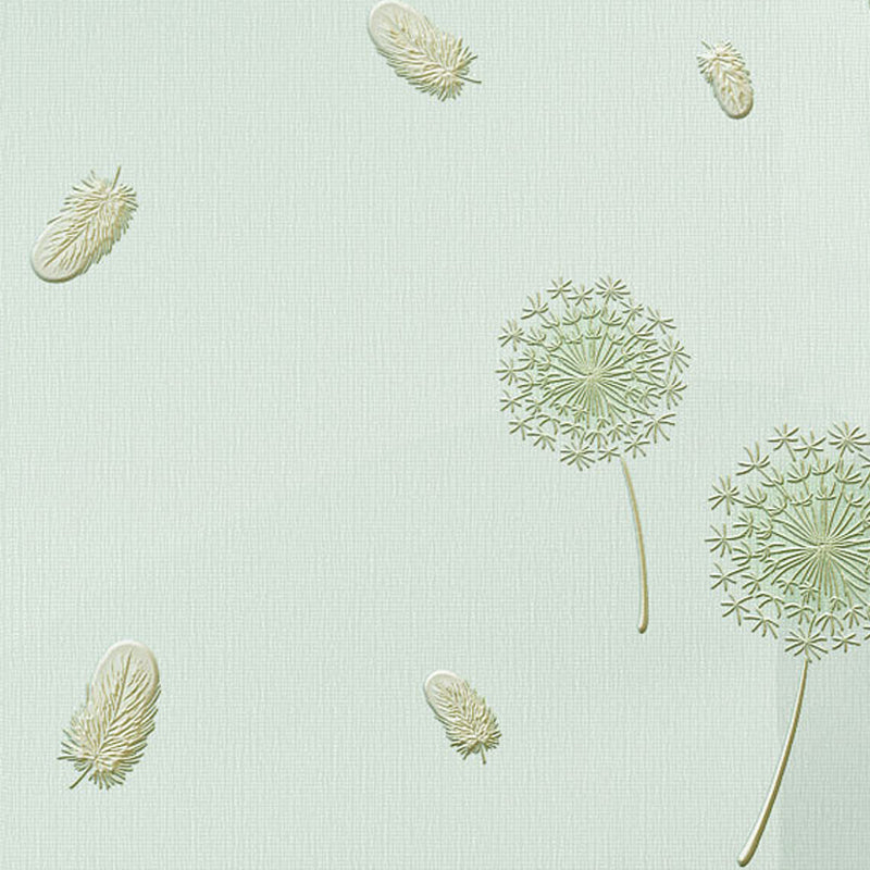 Pink Dandelion and Feather Wallpaper for Girl, 33-foot x 20.5-inch Moisture-Resistant Non-Pasted Clearhalo 'Wall Decor' 'Wallpaper' 893101