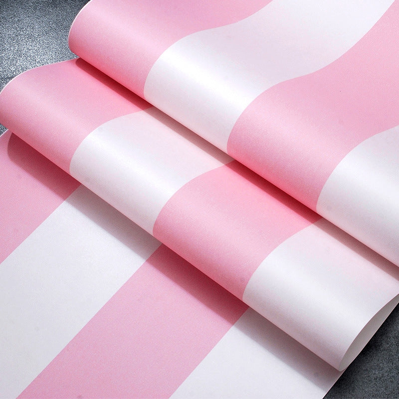 Vertical Stripe Non-Woven Wallpaper in Pink for Children 20.5