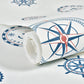 Mediterranean Compass and Boat Wallpaper for Kids' Room in White and Blue Non-Pasted Non-Woven Clearhalo 'Wall Decor' 'Wallpaper' 893204