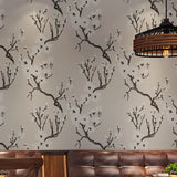 Vinyl Wallpaper with Dense Flower Pattern, Pastel Grey, 57.1 sq ft. Grey