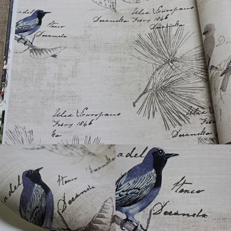 Bird and Butterfly PVC Wallpaper in Multi-Colored 33-foot x 20.5-inch Decorative Non-Pasted Wall Covering Clearhalo 'Modern wall decor' 'Modern' 'Wallpaper' Wall Decor' 893300