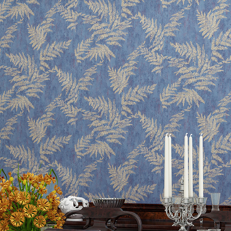 Unique Blue Leaves Wallpaper for Bedroom Non-Pasted 31-foot x 20.5-inch Dark Blue Clearhalo 'Modern wall decor' 'Modern' 'Wallpaper' Wall Decor' 893306