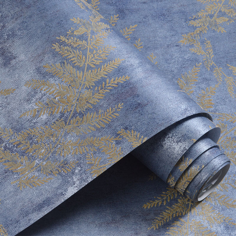 Unique Blue Leaves Wallpaper for Bedroom Non-Pasted 31-foot x 20.5-inch Clearhalo 'Modern wall decor' 'Modern' 'Wallpaper' Wall Decor' 893308