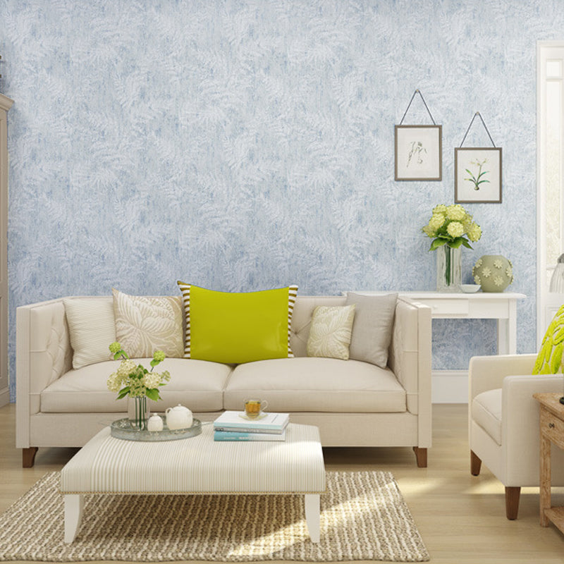 Unique Blue Leaves Wallpaper for Bedroom Non-Pasted 31-foot x 20.5-inch Clearhalo 'Modern wall decor' 'Modern' 'Wallpaper' Wall Decor' 893311