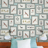 Flower and Bird Wallpaper Photo Frame 20.5"W x 33'L Non-Pasted Water-Resistant Wall Decor Blue Clearhalo 'Modern wall decor' 'Modern' 'Wallpaper' Wall Decor' 893314