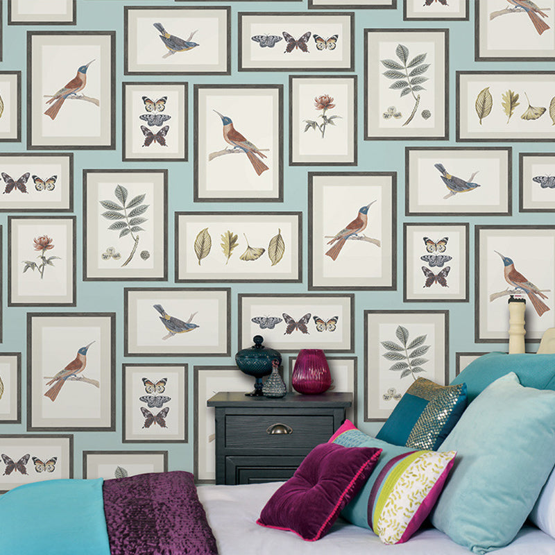 Flower and Bird Wallpaper Photo Frame 20.5"W x 33'L Non-Pasted Water-Resistant Wall Decor Clearhalo 'Modern wall decor' 'Modern' 'Wallpaper' Wall Decor' 893315