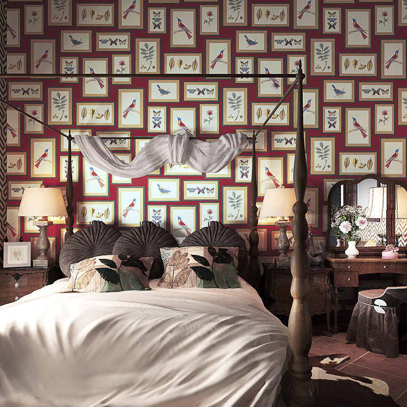 Flower and Bird Wallpaper Photo Frame 20.5"W x 33'L Non-Pasted Water-Resistant Wall Decor Clearhalo 'Modern wall decor' 'Modern' 'Wallpaper' Wall Decor' 893320