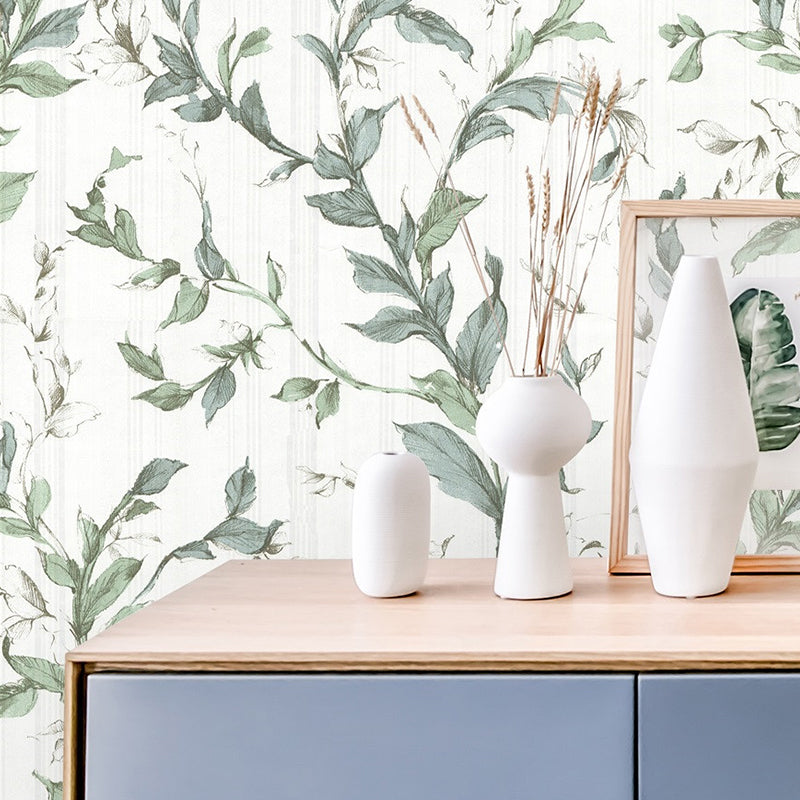 Branch and Leaves Wallpaper for Coffee Shop Non-Pasted 20.5"W x 33'L Modern Simple Wall Decor Clearhalo 'Modern wall decor' 'Modern' 'Wallpaper' Wall Decor' 893353