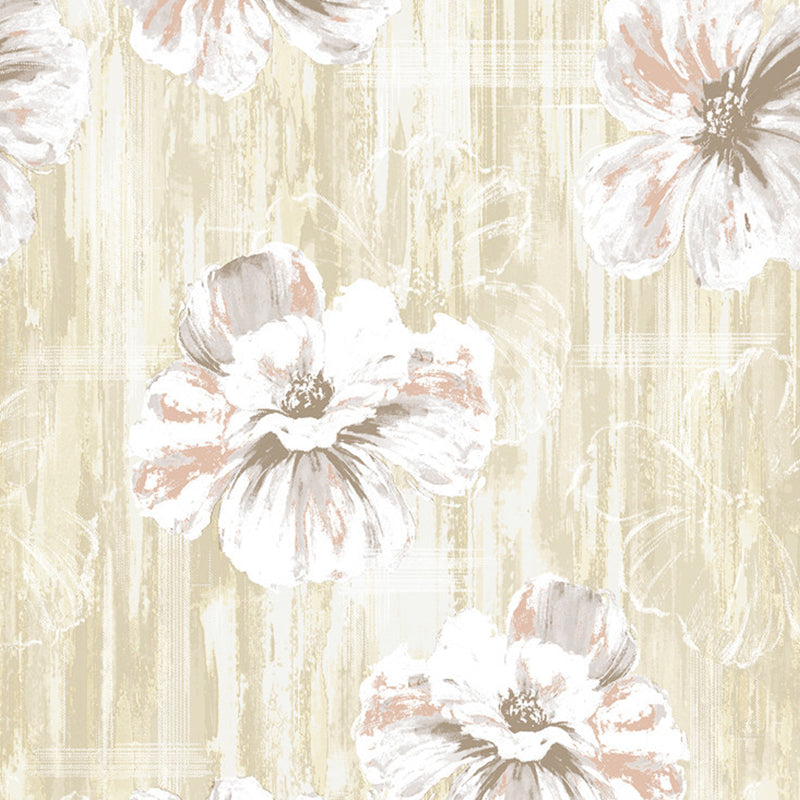 Extravagant Blossoms Non-Pasted Stain-Resistant Wallpaper, 20.5"W x 31'L, Natural Color Clearhalo 'Modern wall decor' 'Modern' 'Wallpaper' Wall Decor' 893366