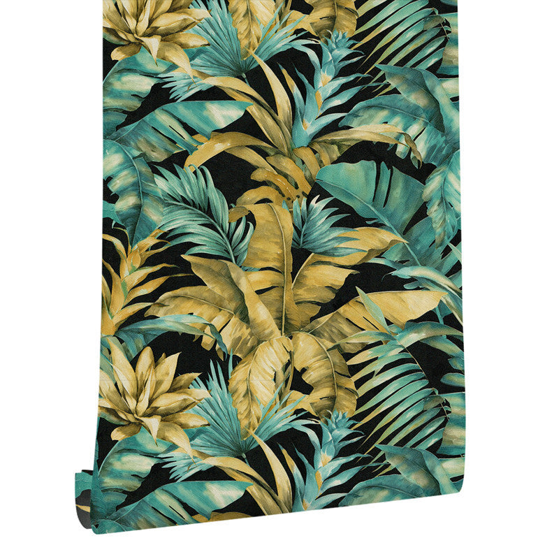 Non-Pasted 20.5-inch x 33-foot Tropical or Sub-Tropical Palm Leaf Wallpaper for Dining Room Clearhalo 'Modern wall decor' 'Modern' 'Tropical wall decor' 'Tropical' 'Wallpaper' Wall Decor' 893468