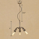 Bronze Open Bulb Chandelier Light with Pipe Antique Stylish 3-Light Farmhouse Hanging Fixture Clearhalo 'Cast Iron' 'Ceiling Lights' 'Chandeliers' 'Industrial Chandeliers' 'Industrial' 'Metal' 'Middle Century Chandeliers' 'Rustic Chandeliers' 'Tiffany' Lighting' 89347