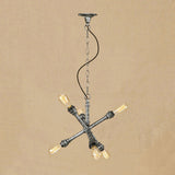 6-Bulb Iron Hanging Lighting Antique Stylish Aged Silver Sputnik Restaurant Chandelier Lighting with Pipe Aged Silver Clearhalo 'Cast Iron' 'Ceiling Lights' 'Chandeliers' 'Industrial Chandeliers' 'Industrial' 'Metal' 'Middle Century Chandeliers' 'Rustic Chandeliers' 'Tiffany' Lighting' 89350