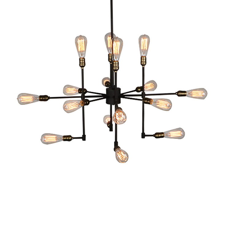 Iron Exposed Chandelier Lighting Vintage Industrial Multi Light Dining Room Pendant Light in Black Black Clearhalo 'Cast Iron' 'Ceiling Lights' 'Chandeliers' 'Industrial Chandeliers' 'Industrial' 'Metal' 'Middle Century Chandeliers' 'Rustic Chandeliers' 'Tiffany' Lighting' 89352