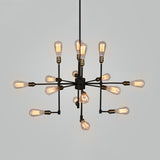 Iron Exposed Chandelier Lighting Vintage Industrial Multi Light Dining Room Pendant Light in Black Clearhalo 'Cast Iron' 'Ceiling Lights' 'Chandeliers' 'Industrial Chandeliers' 'Industrial' 'Metal' 'Middle Century Chandeliers' 'Rustic Chandeliers' 'Tiffany' Lighting' 89353