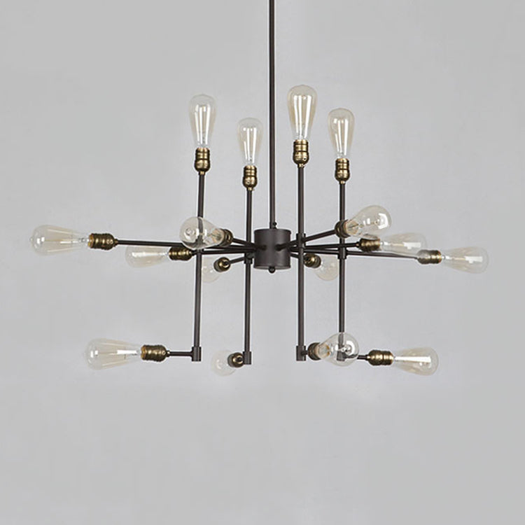 Iron Exposed Chandelier Lighting Vintage Industrial Multi Light Dining Room Pendant Light in Black Clearhalo 'Cast Iron' 'Ceiling Lights' 'Chandeliers' 'Industrial Chandeliers' 'Industrial' 'Metal' 'Middle Century Chandeliers' 'Rustic Chandeliers' 'Tiffany' Lighting' 89354