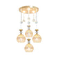 Globe Dining Room Multi-Pendant Crystal Encrusted 3-Bulb Modernism Hanging Ceiling Light in Gold Clearhalo 'Ceiling Lights' 'Modern Pendants' 'Modern' 'Pendant Lights' 'Pendants' Lighting' 893857
