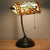 Tiffany Rhombus Patterned Desk Lighting 1-Head Cut Glass Pull Chain Table Lamp in Brown/Blue/Green and White Brown Clearhalo 'Lamps' 'Table Lamps' Lighting' 893899