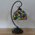 Domed Nightstand Lighting 1 Light Stained Glass Victorian Fishscale Patterned Task Lamp in Dark Coffee with Curved Arm Dark Coffee Clearhalo 'Desk Lamps' 'Lamps' Lighting' 893967