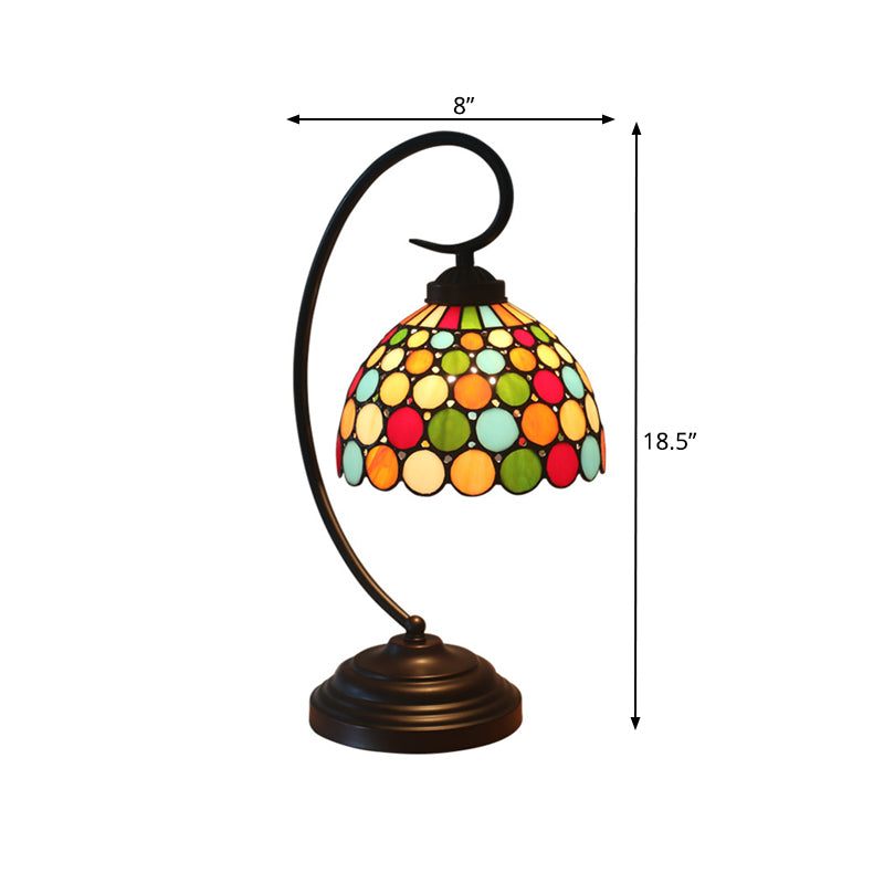 Metal Dark Coffee Night Lighting Dome Shade 1 Light Tiffany Dot Patterned Table Lamp for Bedroom Clearhalo 'Desk Lamps' 'Lamps' Lighting' 893974