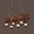 Brown Caged Island Pendant Light Rustic Clear Glass 6-Bulb Dining Room Hanging Lighting with Wooden Fish Design Brown Clearhalo 'Ceiling Lights' 'Island Lights' Lighting' 89400