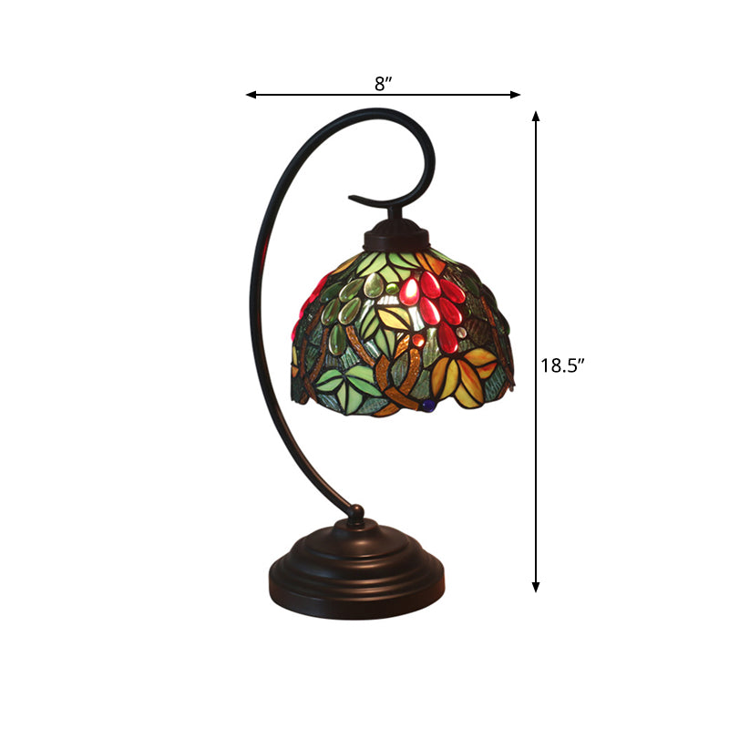 1 Head Nightstand Light Victorian Grape Hand Cut Glass Night Lamp in Dark Coffee for Bedroom Clearhalo 'Desk Lamps' 'Lamps' Lighting' 894026