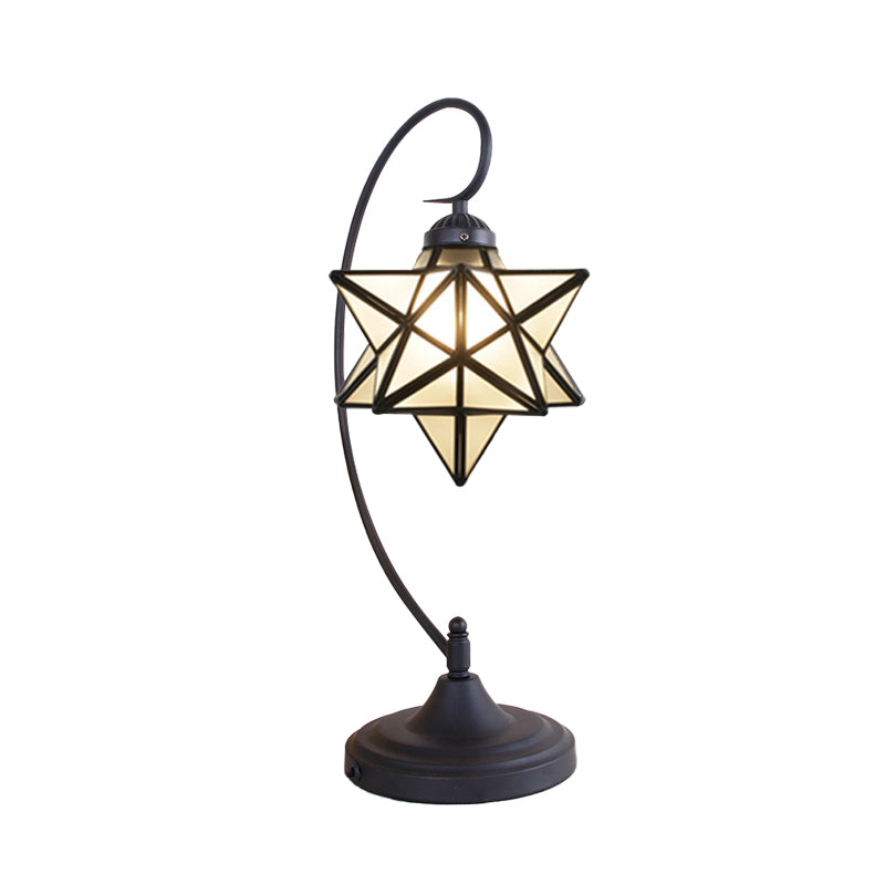 1 Light Nightstand Lamp Tiffany Star Shaped Clear/Silver and Clear Glass Night Lighting with Twisted Arm for Coffee Shop Clearhalo 'Lamps' 'Table Lamps' Lighting' 894157