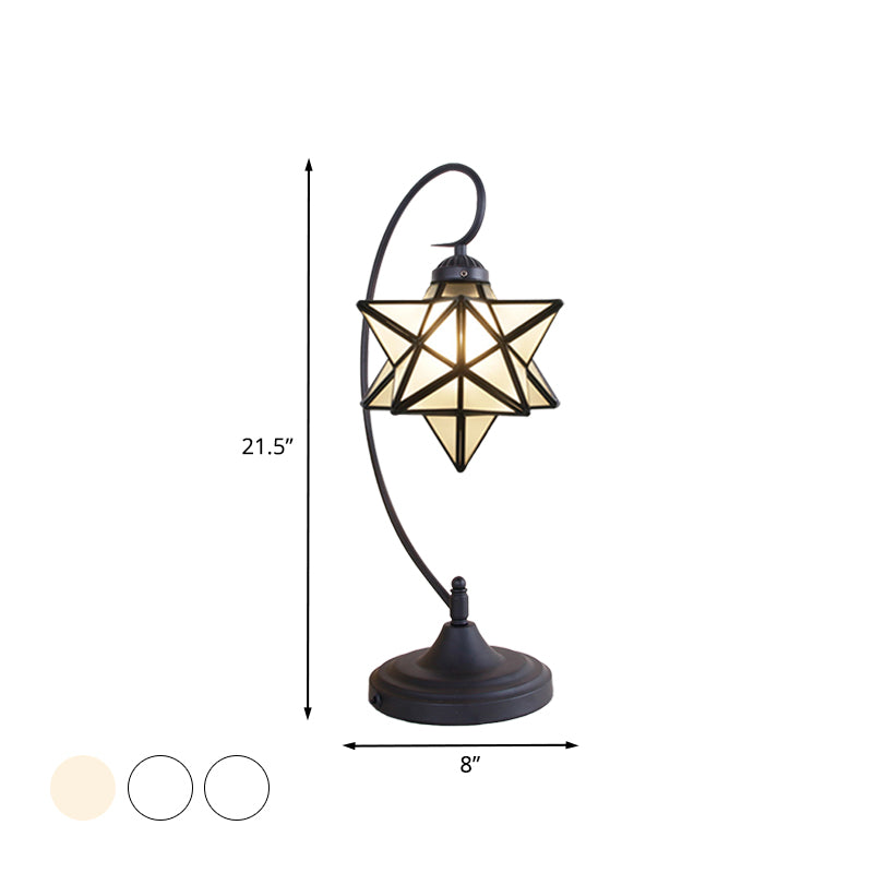 1 Light Nightstand Lamp Tiffany Star Shaped Clear/Silver and Clear Glass Night Lighting with Twisted Arm for Coffee Shop Clearhalo 'Lamps' 'Table Lamps' Lighting' 894158